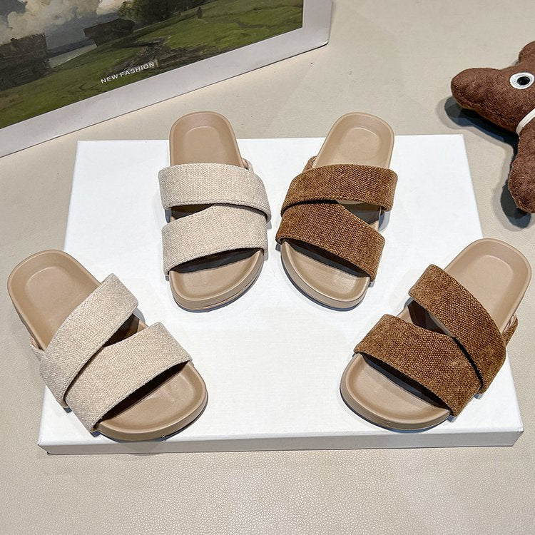 Girls' Summer New Thick Soled Fairy Style Beach Slippers For Outdoor Wear, Haken One-piece Slippers For Vacation
