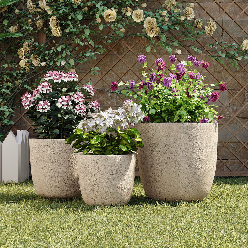 U_Style Lightweight Matte Textured MGO Flower Pot Set of 3