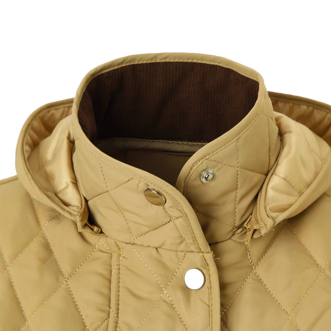 Womens Short, Detachable-hooded Padded Coat