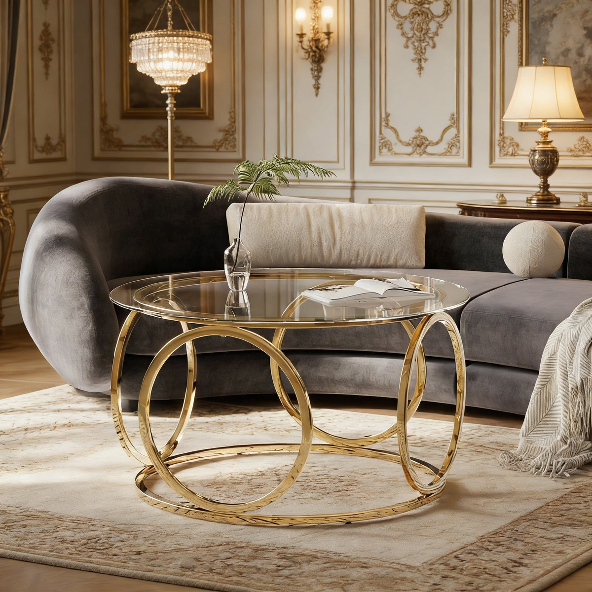 31.5" Modern Round Glass Top Coffee Table