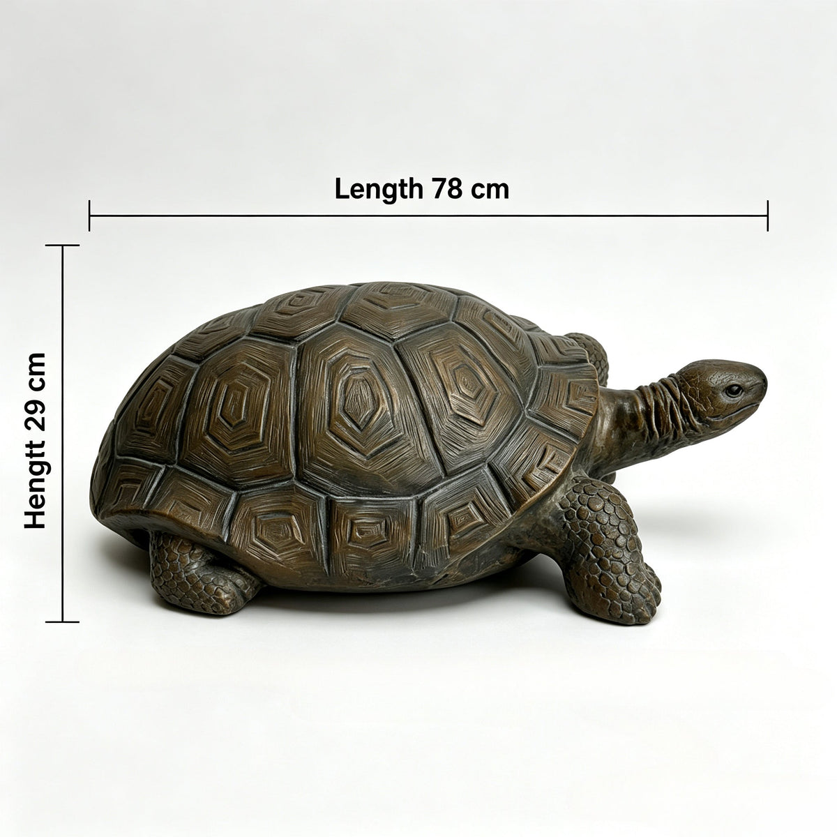 Realistic Tortoise Figurine - 30.51" Long Resin Turtle Statue