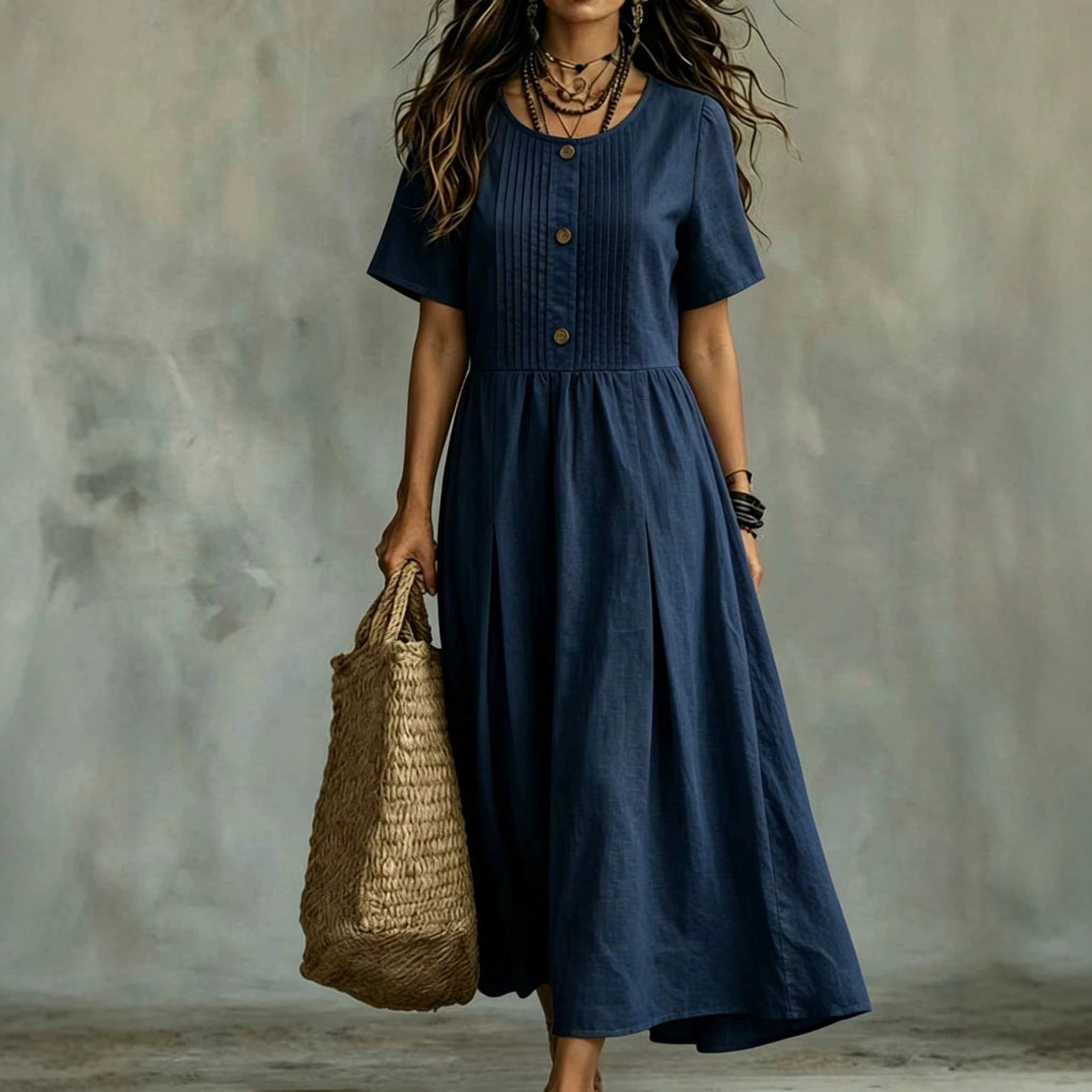 Women's Casual Loose-fitting Short-sleeve Round-neck Dress