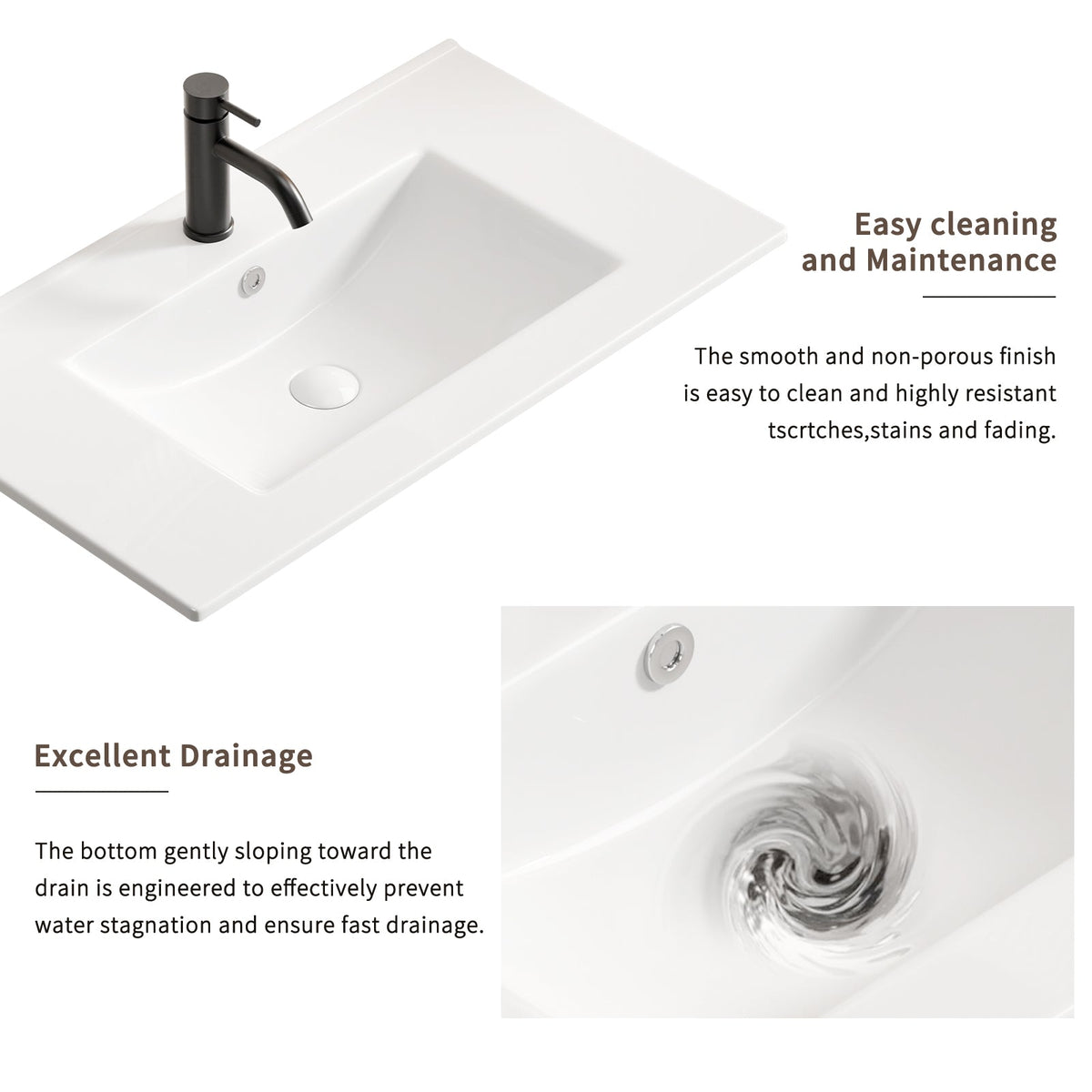 24 Inch Bathroom Vessel Sink, Glossy Ceramic Vanity Sink Top
