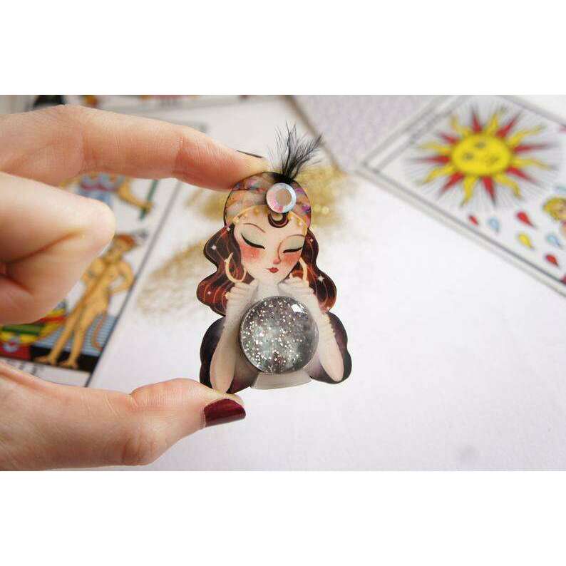 Fortune Teller with Crystal Ball Brooch by Laliblue | PRE-ORDER SHIPS IN 2-3 WEEKS