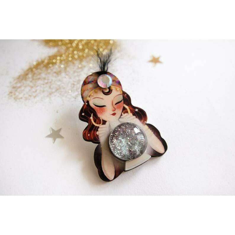 Fortune Teller with Crystal Ball Brooch by Laliblue | PRE-ORDER SHIPS IN 2-3 WEEKS