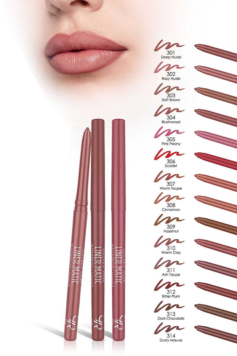 Golden Rose Liner Matic Waterproof Lip Liner 303 Soft Brown