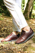 Men's Brown Leather Sneakers with Embossed Croc Texture - Wessi