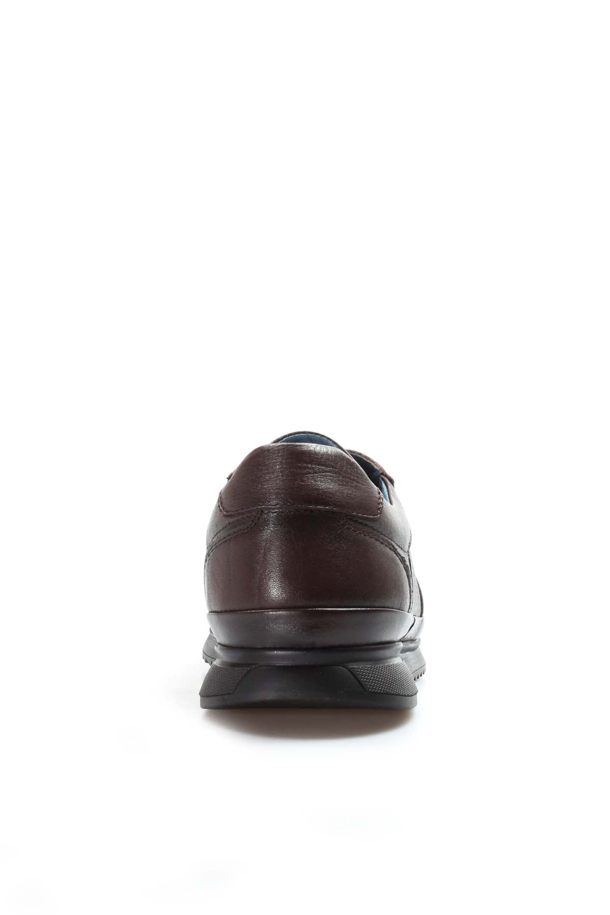 Men's Brown Leather Sneakers with Embossed Croc Texture - Wessi
