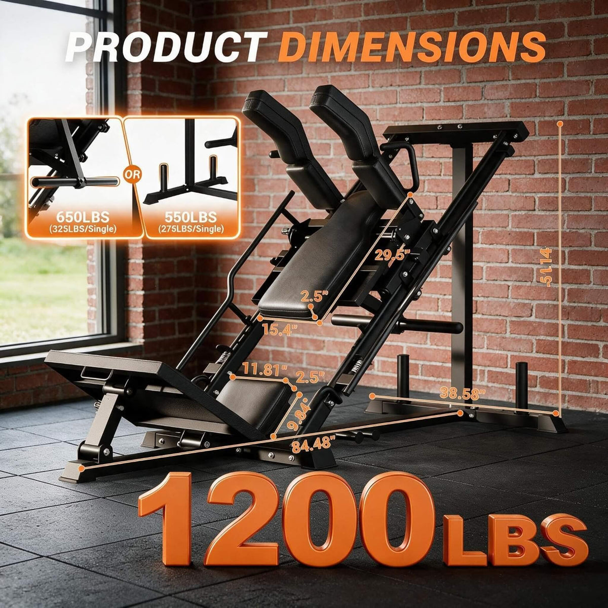Heavy-Duty 2-In-1 Multifunctional Leg Press Hack Squat Machine (SAK24851)