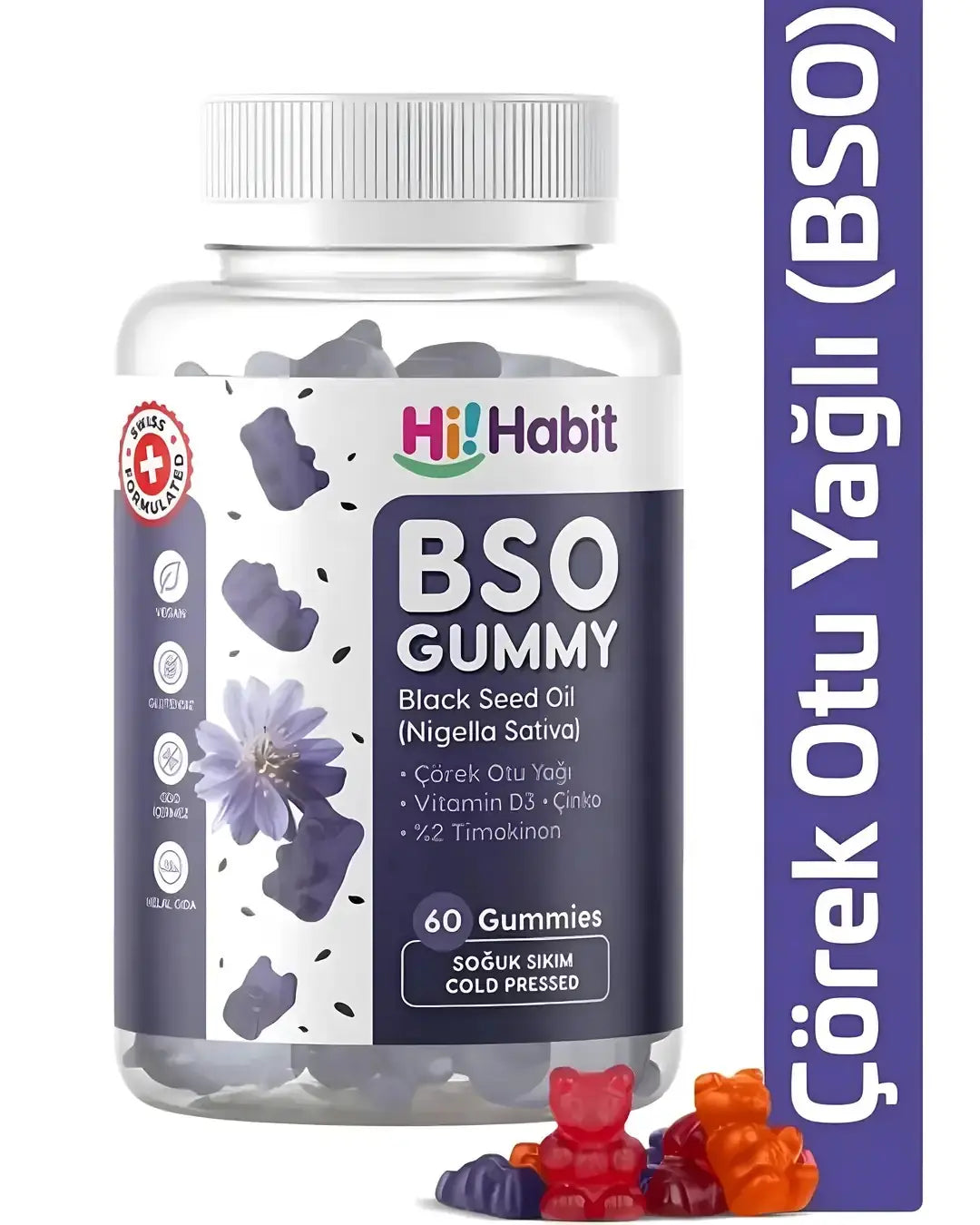 Hi Habit Black Seed Oil Vegan Gummies with Vitamin D3 & Zinc 60ct
