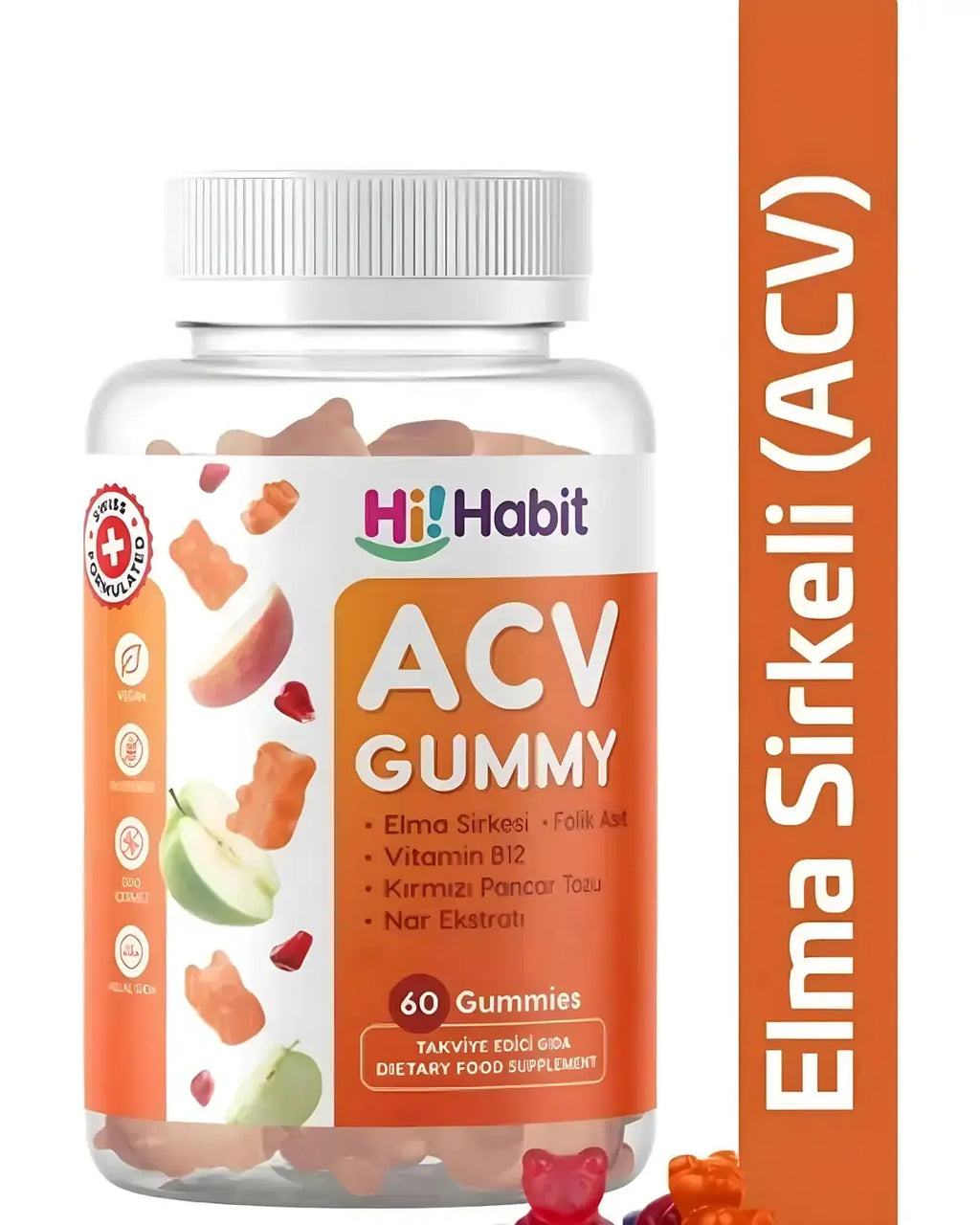 Hi Habit Apple Cider Vinegar & Folic Acid Gummies 60 Count