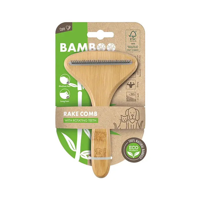M-Pets Bamboo 31-Tooth Detangling Comb for Pets 10x17.5cm
