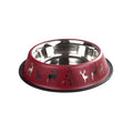 Oripet Christmas Patterned Burgundy Steel Pet Bowl 24 oz