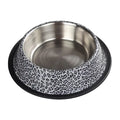 Oripet White Leopard Steel Pet Bowl Non-Slip Base 24 oz