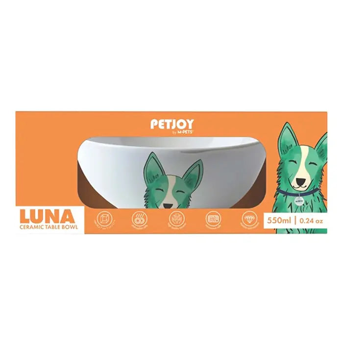 M-Pets Luna Ceramic Pet Bowl with Stylish Patterns 550ml