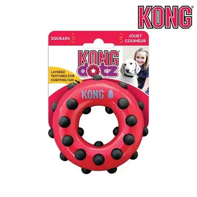 Kong Dotz Ring Dog Toy Durable Chewing Texture 9.5 cm