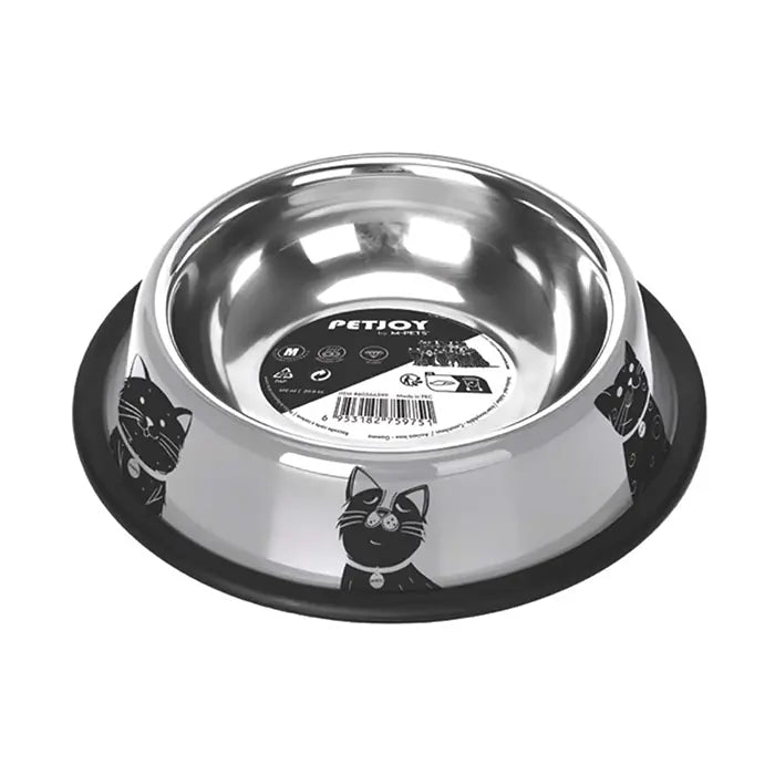 M-Pets Petjoy Catfamily Stainless Steel Cat Bowl 610ml