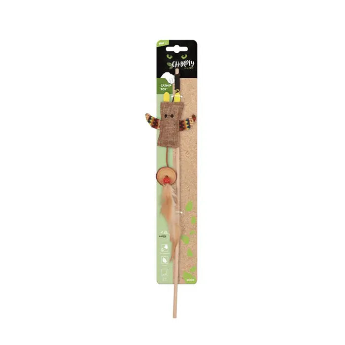 M-Pets Charmy Bunny Catnip Teaser Wand Toy Brown