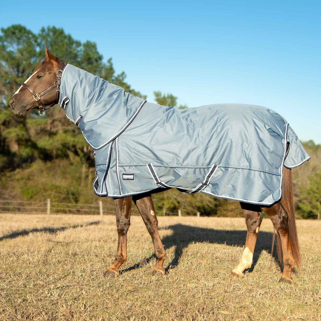 Jeffers Poplar Head "Refuge" 1200 Denier Turnout Blanket with Detachable Neck, 360 Gram, Hamilton Blue