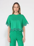 Gracia Fashion Women's Lace Wavy Hem Short Sleeve T-Shirt