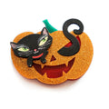 Pumpkin with Black Kitten Brooch by Laliblue | PRE-ORDER SHIPS IN 2-3 WEEKS