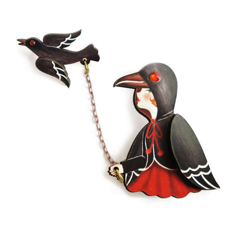 Raven Girl  Brooch by Laliblue | PRE-ORDER SHIPS IN 2-3 WEEKS