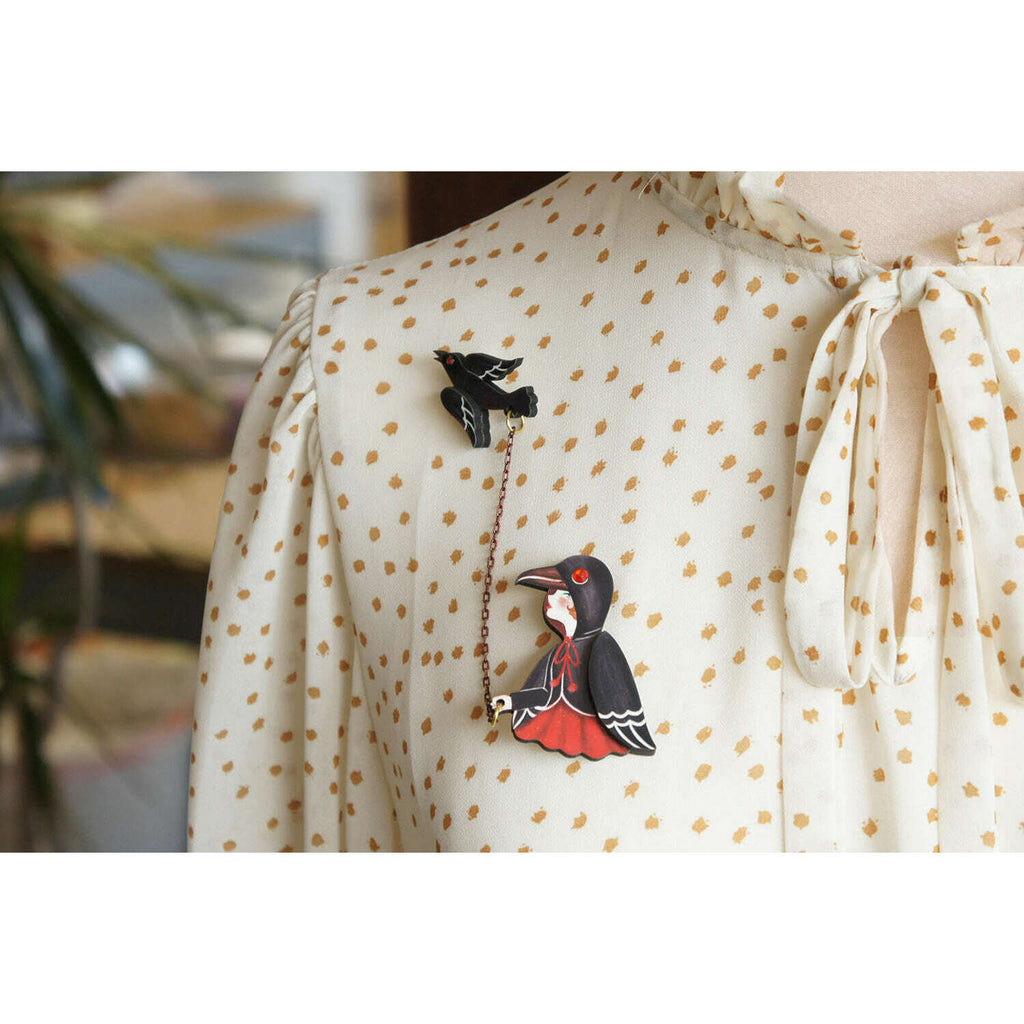 Raven Girl  Brooch by Laliblue | PRE-ORDER SHIPS IN 2-3 WEEKS
