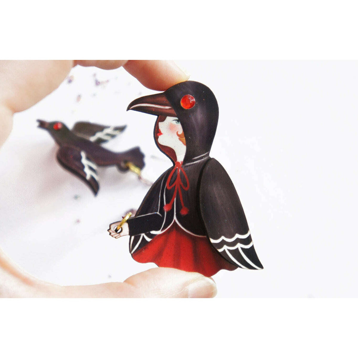 Raven Girl  Brooch by Laliblue | PRE-ORDER SHIPS IN 2-3 WEEKS