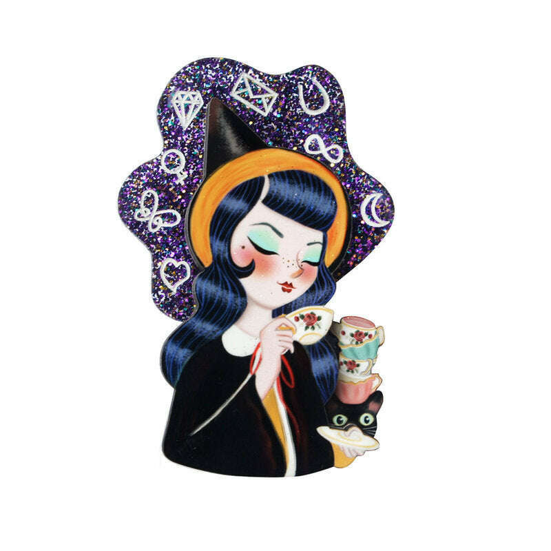 Witch Reading Tasseomancy Brooch by Laliblue | PRE-ORDER SHIPS IN 2-3 WEEKS