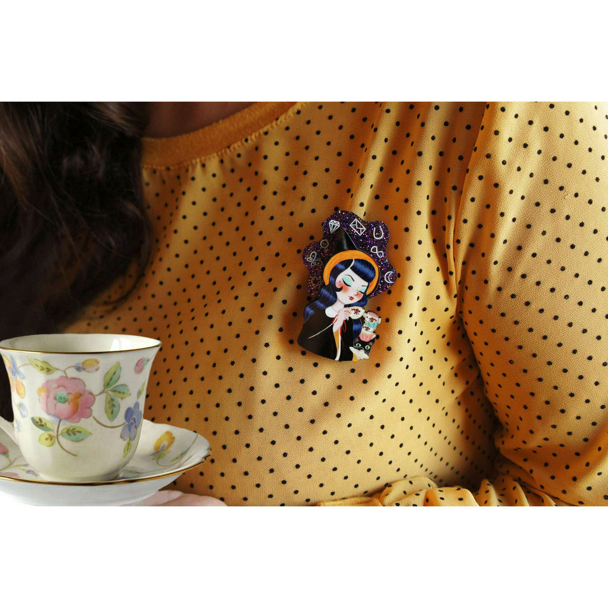 Witch Reading Tasseomancy Brooch by Laliblue | PRE-ORDER SHIPS IN 2-3 WEEKS