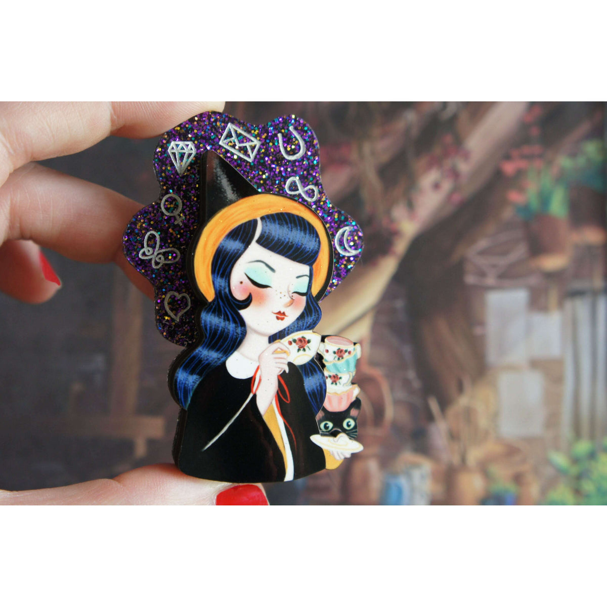 Witch Reading Tasseomancy Brooch by Laliblue | PRE-ORDER SHIPS IN 2-3 WEEKS