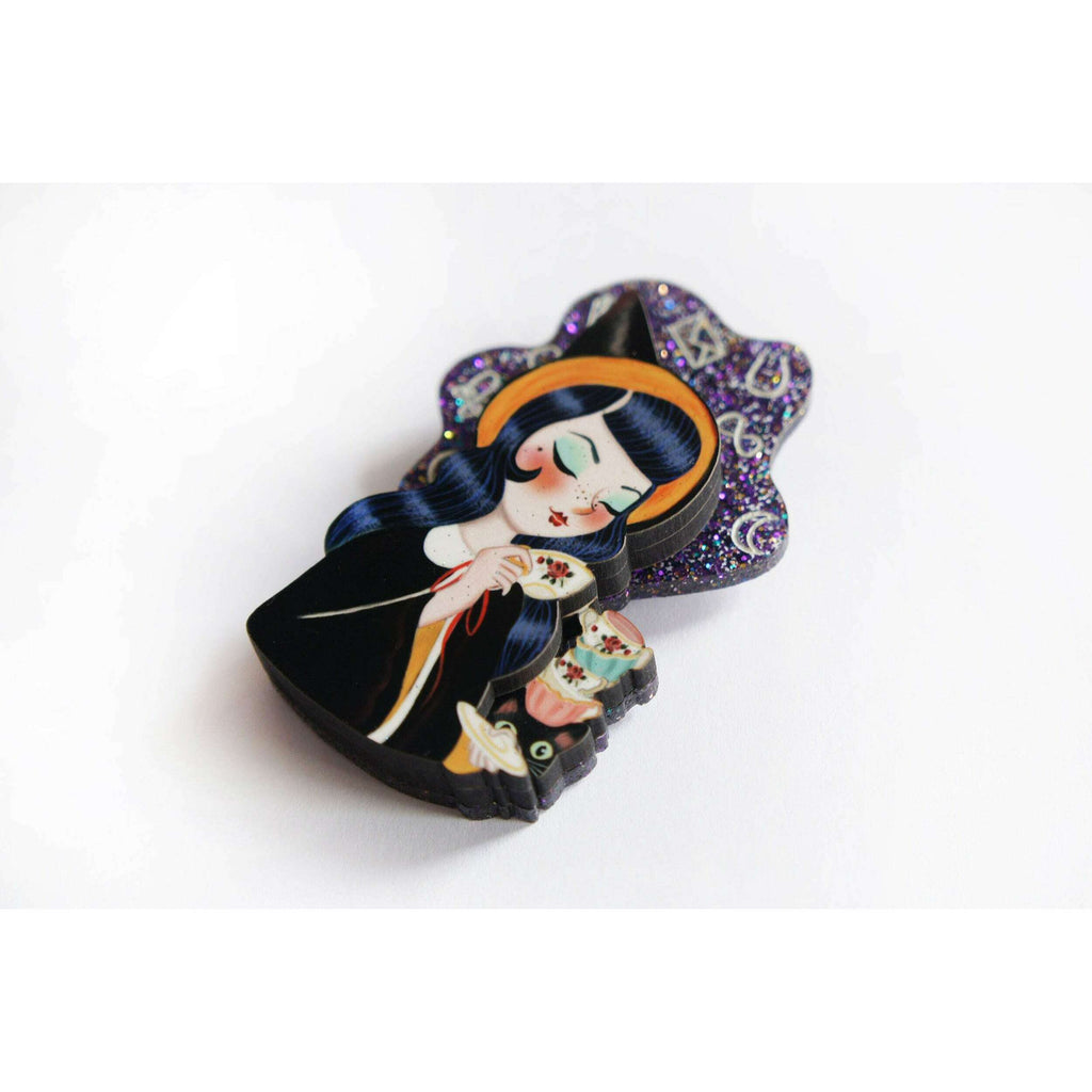 Witch Reading Tasseomancy Brooch by Laliblue | PRE-ORDER SHIPS IN 2-3 WEEKS
