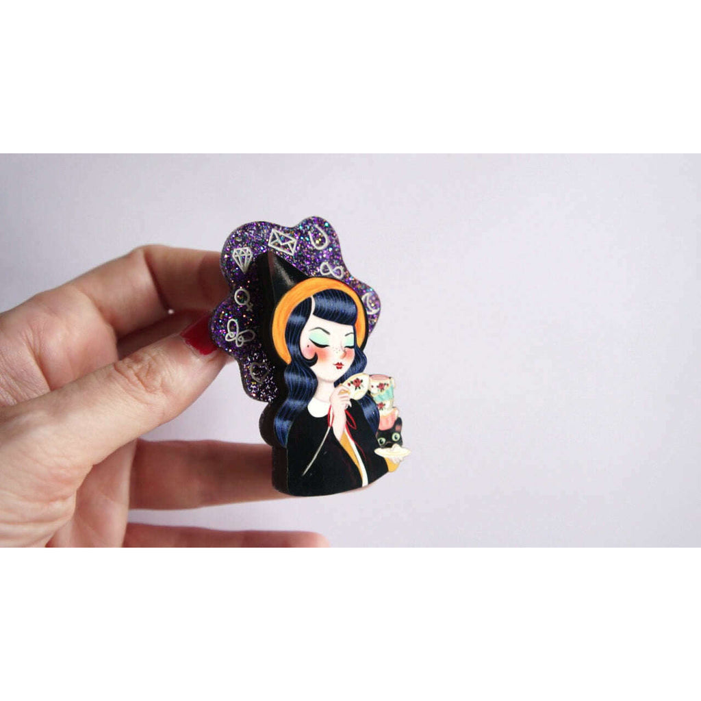 Witch Reading Tasseomancy Brooch by Laliblue | PRE-ORDER SHIPS IN 2-3 WEEKS