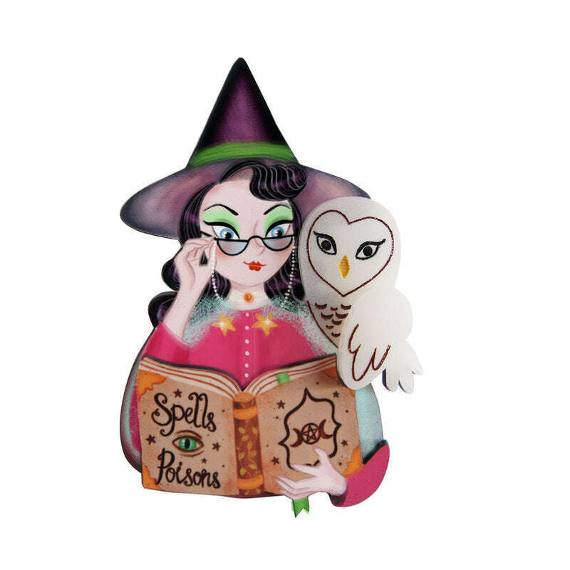 Witch with Owl Halloween Brooch by Laliblue | PRE-ORDER SHIPS IN 2-3 WEEKS