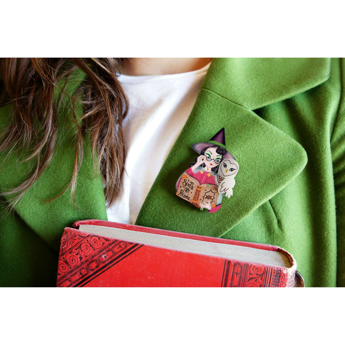 Witch with Owl Halloween Brooch by Laliblue | PRE-ORDER SHIPS IN 2-3 WEEKS