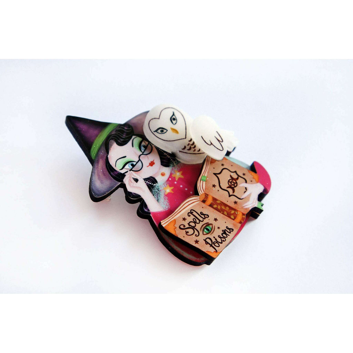 Witch with Owl Halloween Brooch by Laliblue | PRE-ORDER SHIPS IN 2-3 WEEKS