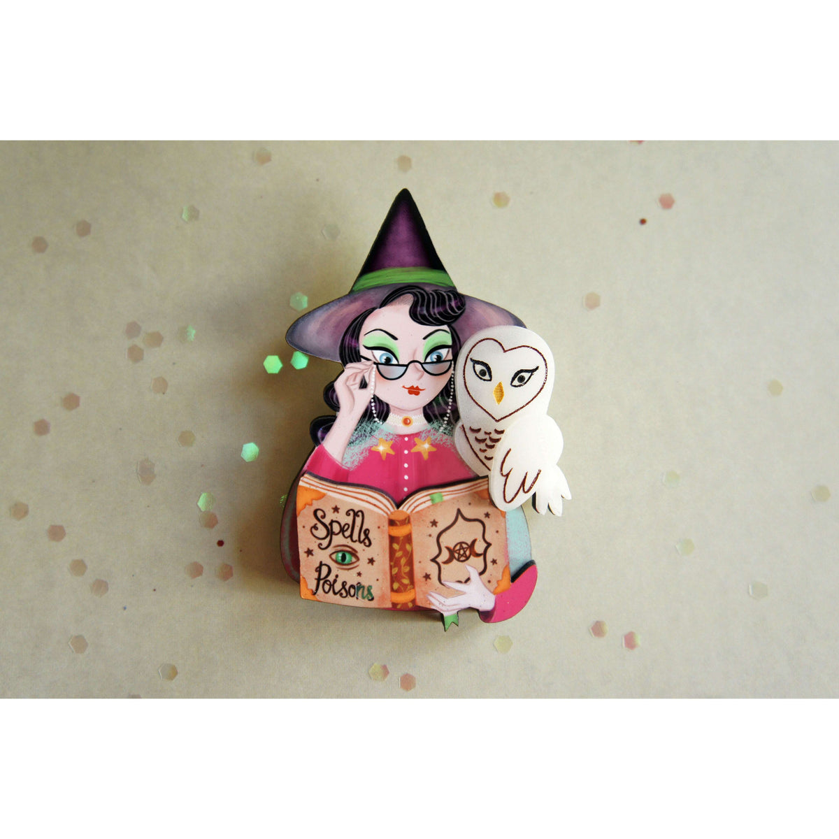 Witch with Owl Halloween Brooch by Laliblue | PRE-ORDER SHIPS IN 2-3 WEEKS