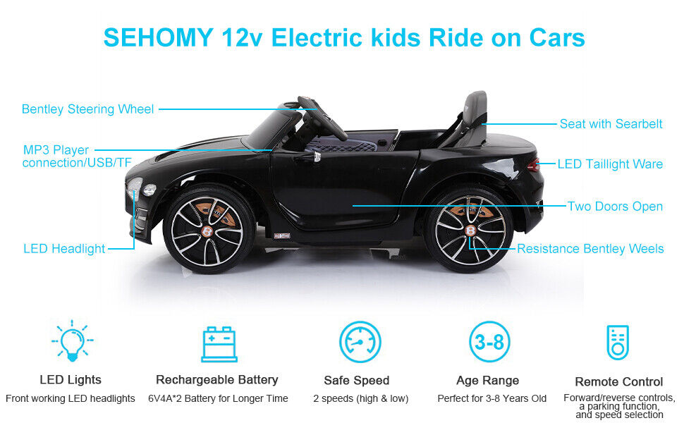 Licensed Bentley EXP 12 Ride On Car with Remote Control for Toddlers - Electric Toy Car