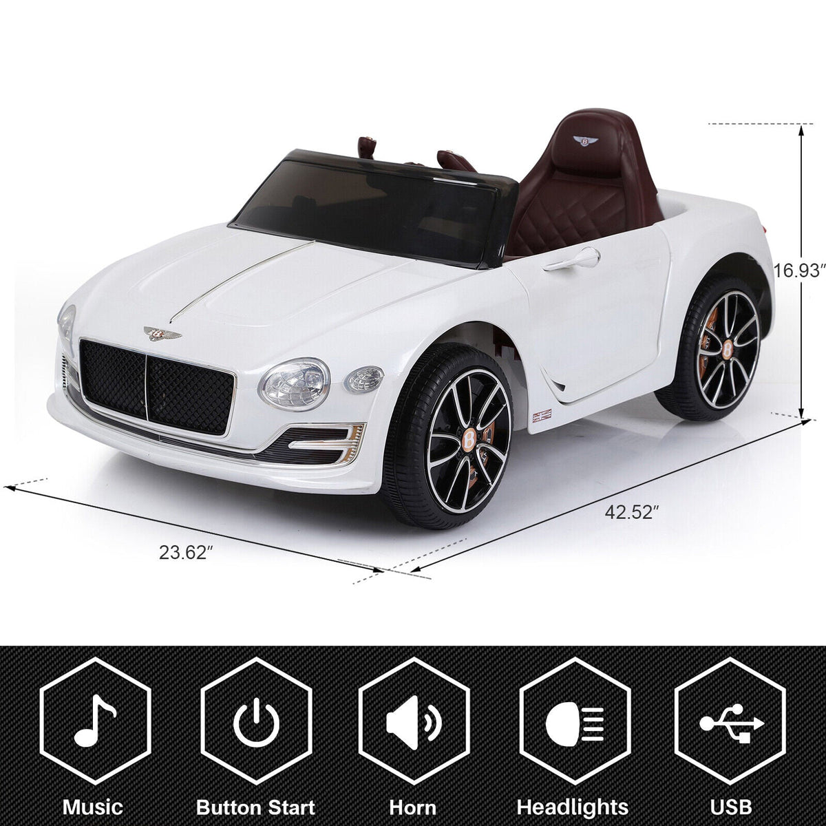 Licensed Bentley EXP 12 Ride On Car with Remote Control for Toddlers - Electric Toy Car