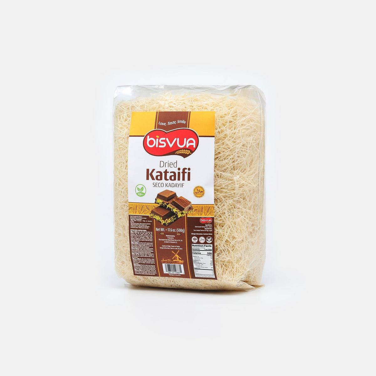Bisvua Dried Kataifi 15 Pack - Premium Dried Kataifi Pastry 500g (17.6 oz) x 15