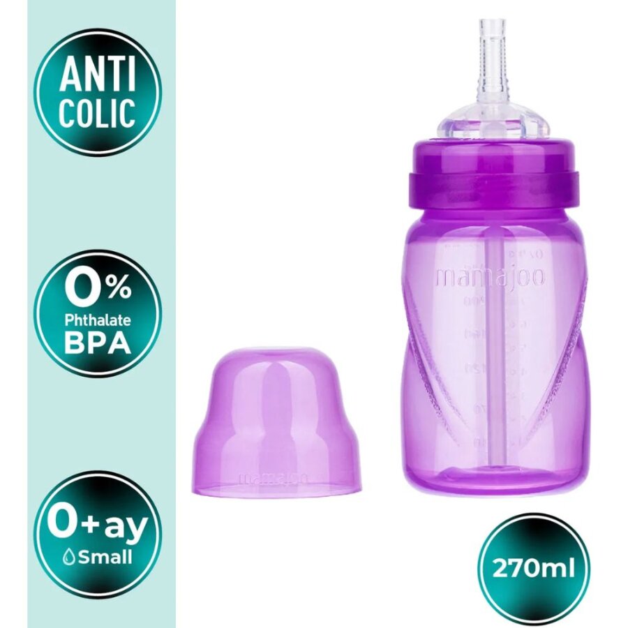 Mamajoo Non-Spill Anti-Colic Straw Cup Purple 270ml
