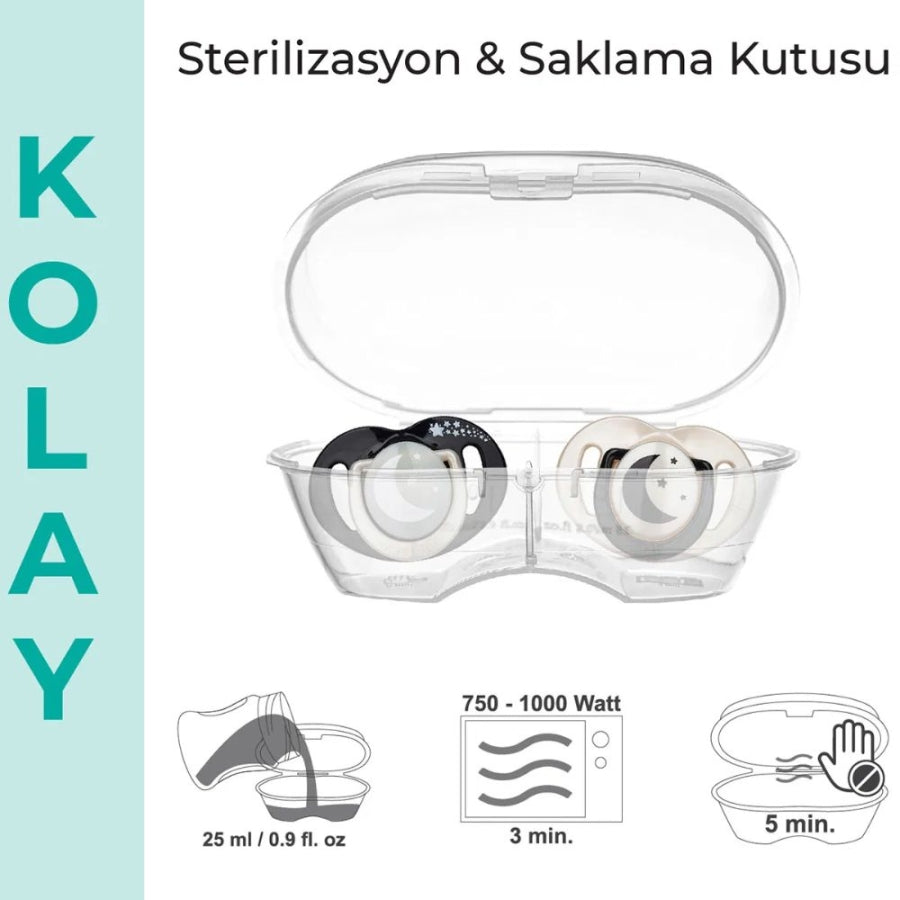 Mamajoo Orthodontic Black & Pearl Night & Day Pacifier Set 12m+