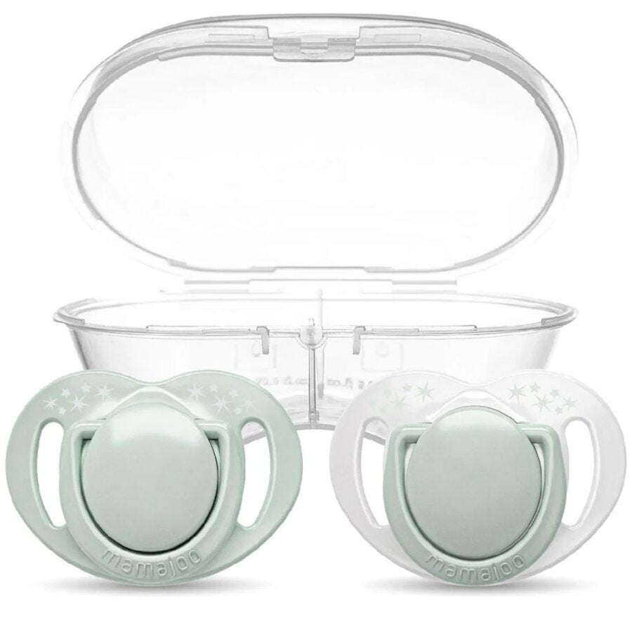 Mamajoo Powder Green Orthodontic Silicone Pacifier Set with Box 0m+