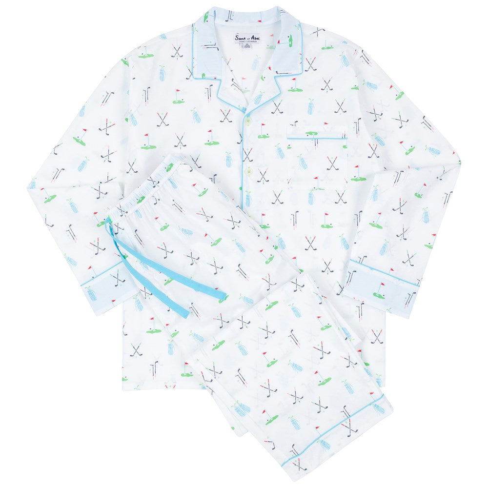 Men's Golf Long PJ Set - Organic Cotton Poplin
