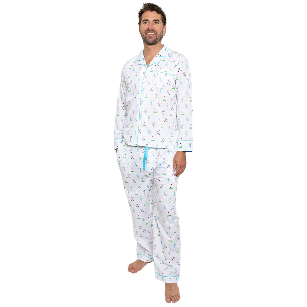 Men's Golf Long PJ Set - Organic Cotton Poplin