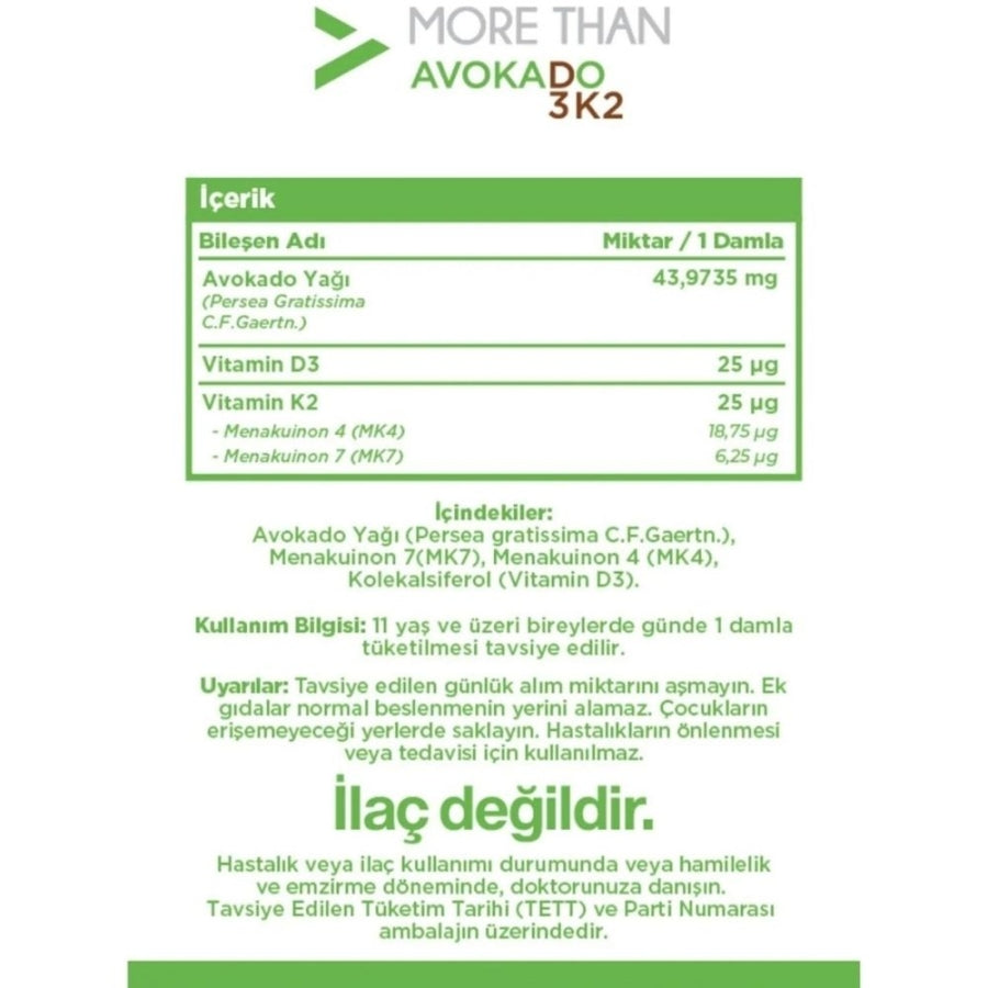 More Than Avocado D3K2 1000 IU Vitamin Supplement 20ml