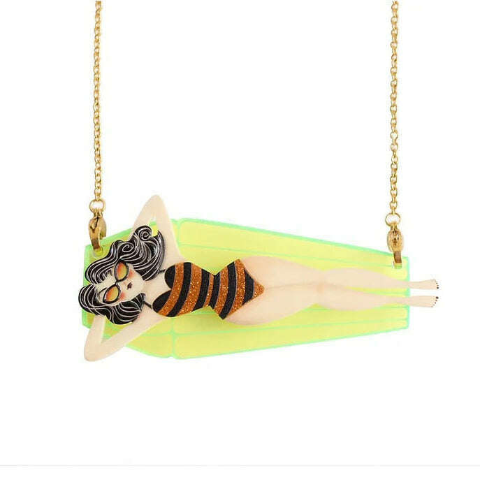 Necklace/Brooch Girl on Mat by Laliblue | PRE-ORDER SHIPS IN 2-3 WEEKS