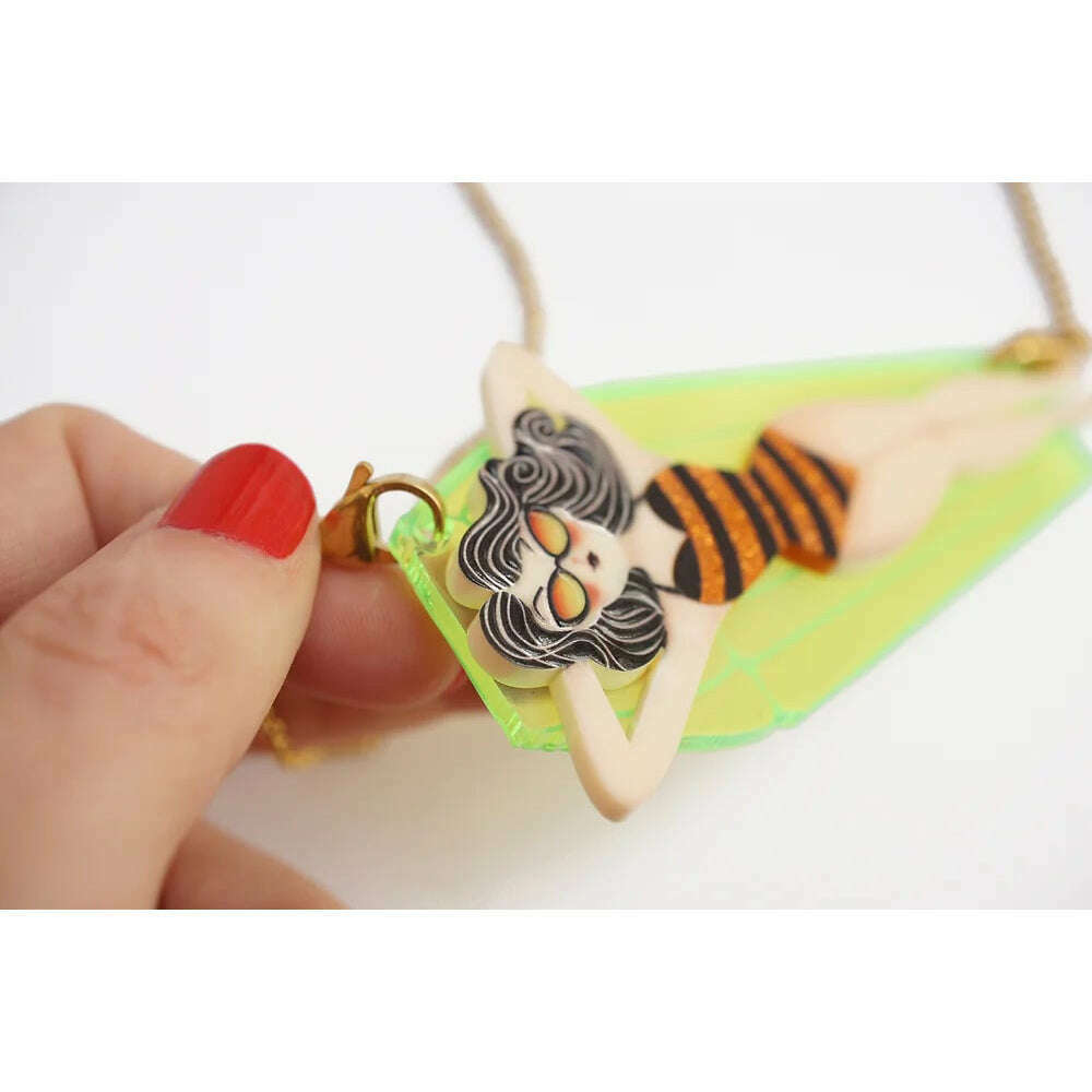 Necklace/Brooch Girl on Mat by Laliblue | PRE-ORDER SHIPS IN 2-3 WEEKS