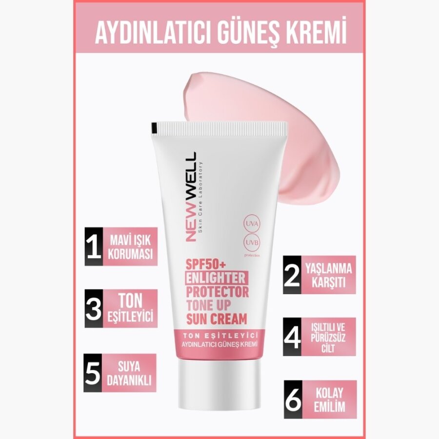 New Well Illuminating Pink Face Sunscreen SPF50+ 50ml