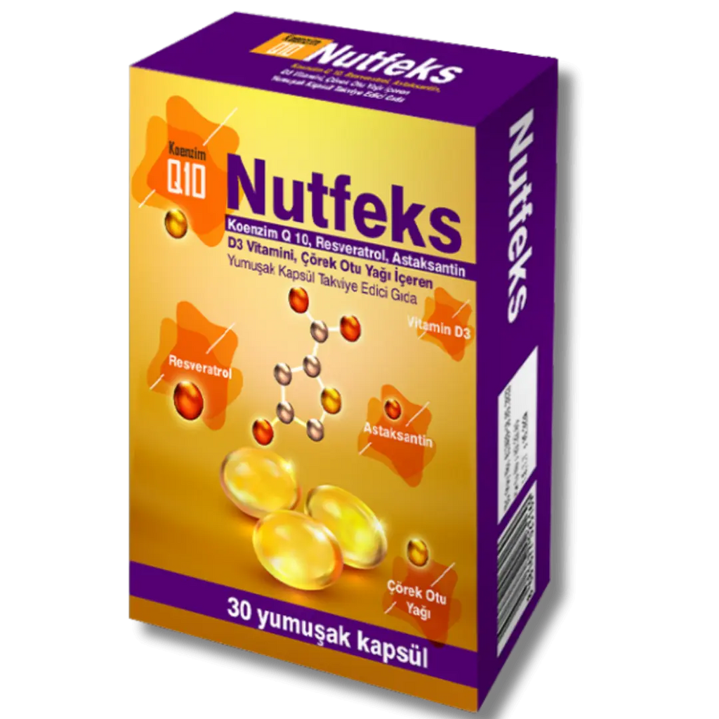 Nutfeks Coenzyme Q10 Resveratrol Astaxanthin Supplement 30 Softgels